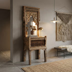 WS298 - Reclaimed Wood Antique Frame Mirror With Storage Console
