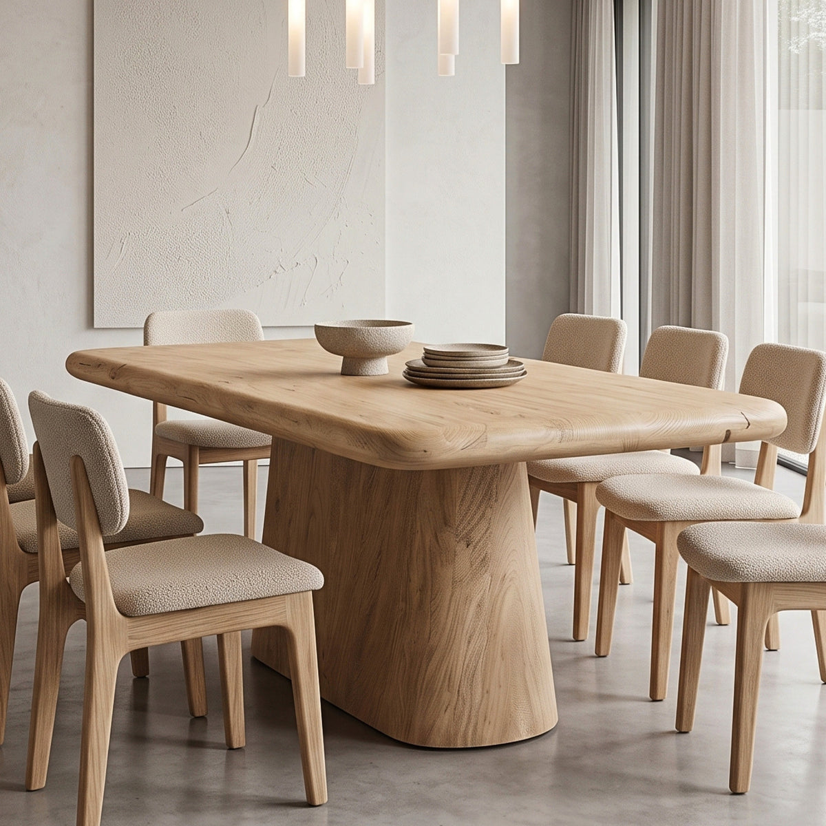 DT07 - Solid Acacia Wood Pedestal Dining Table