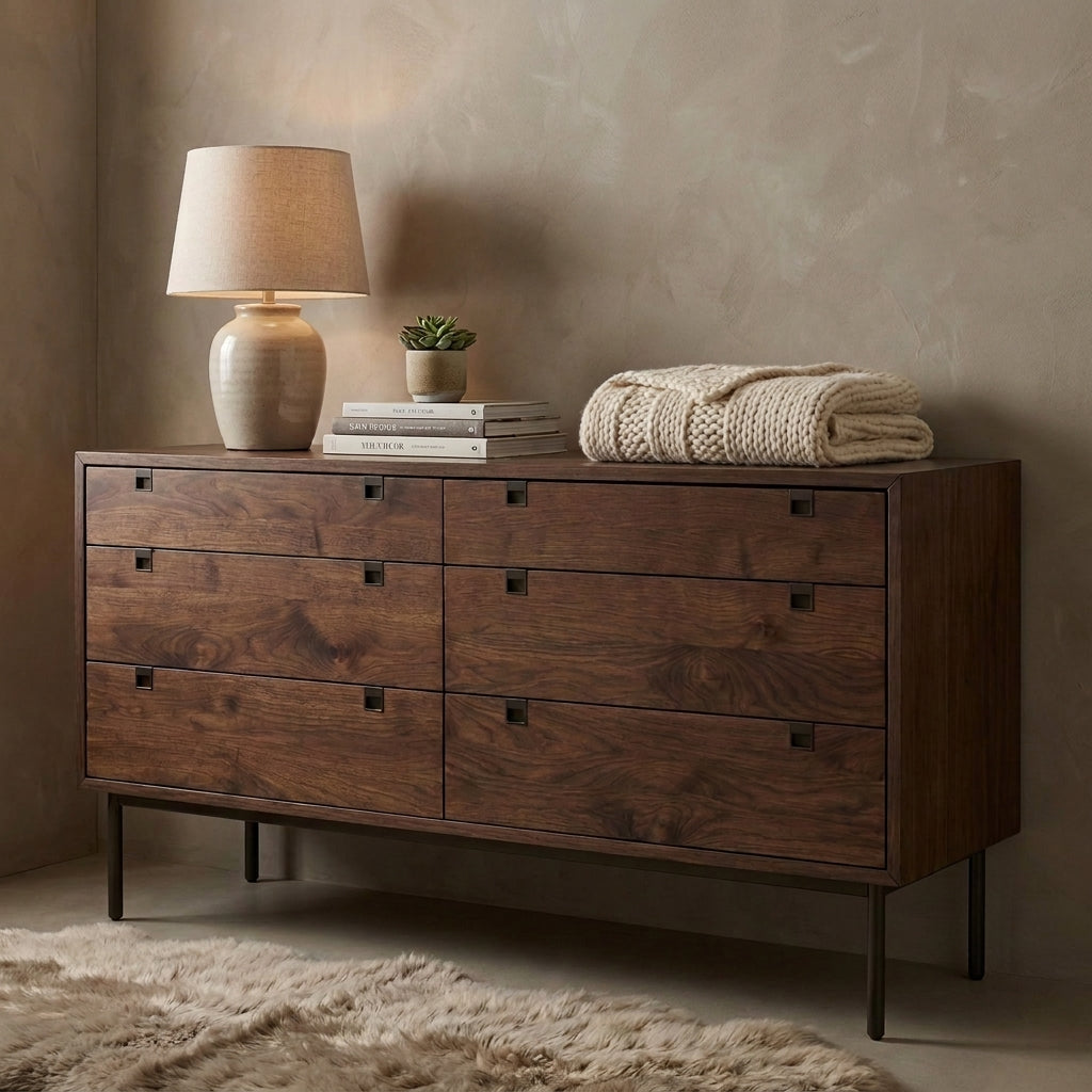 LH102 - Solid Acacia 6 Drawer Dresser