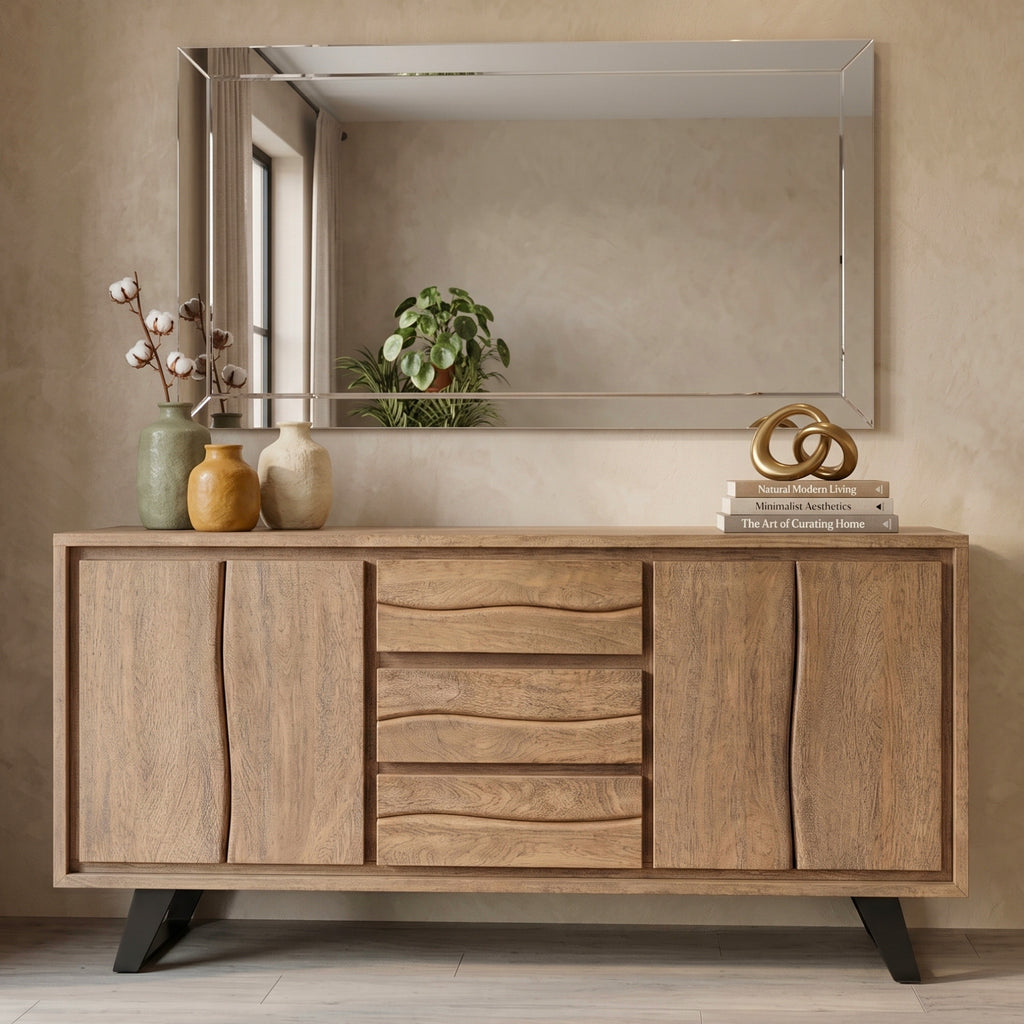 BS16 - Solid Acacia on Metal Legs Buffet