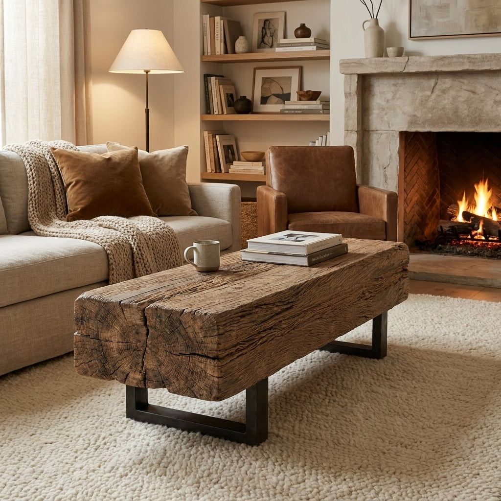 WS48 - Reclaimed Wood on Metal Legs Coffee Table