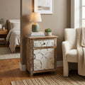 WS12 - Reclaimed Wood 1-Drawer 1-Door Cabinet with Antique Tile