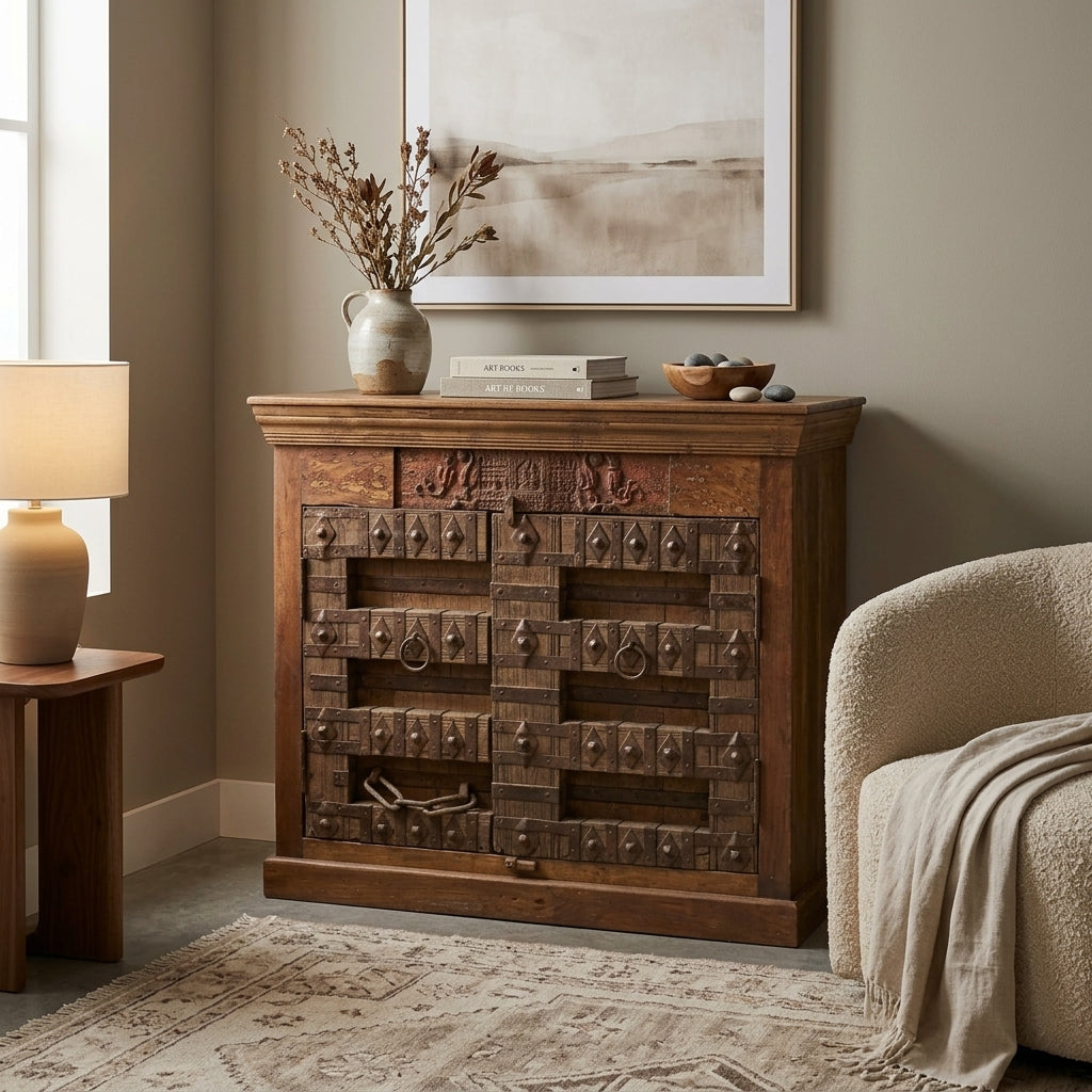 WS166 - Reclaimed Wood Antique 2-Door Cabinet