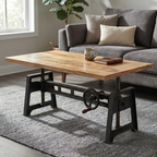 W02 - Solid Acacia Top on Cast Iron Base Coffee Table