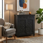 WS41 - Reclaimed Wood Hand-Carved 2-Door Cabinet