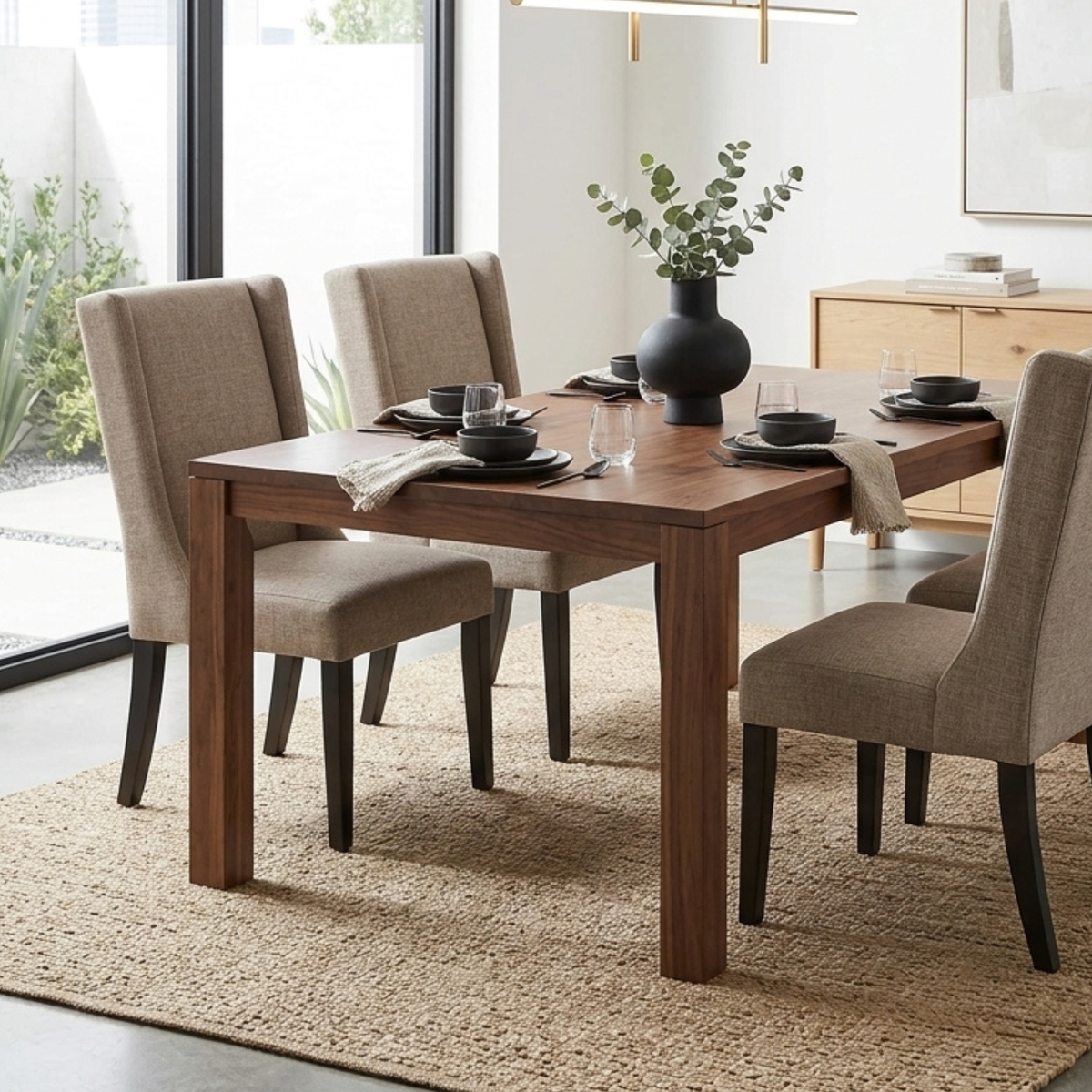 CH06 - Beige Linen Upholstered Dining Chair