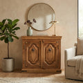WS115 - Solid Wood Carved & Metal-Fitted 2-Door Cabinet