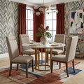 CH04 - Beige Linen Upholstered Dining Chair with Metal Detail