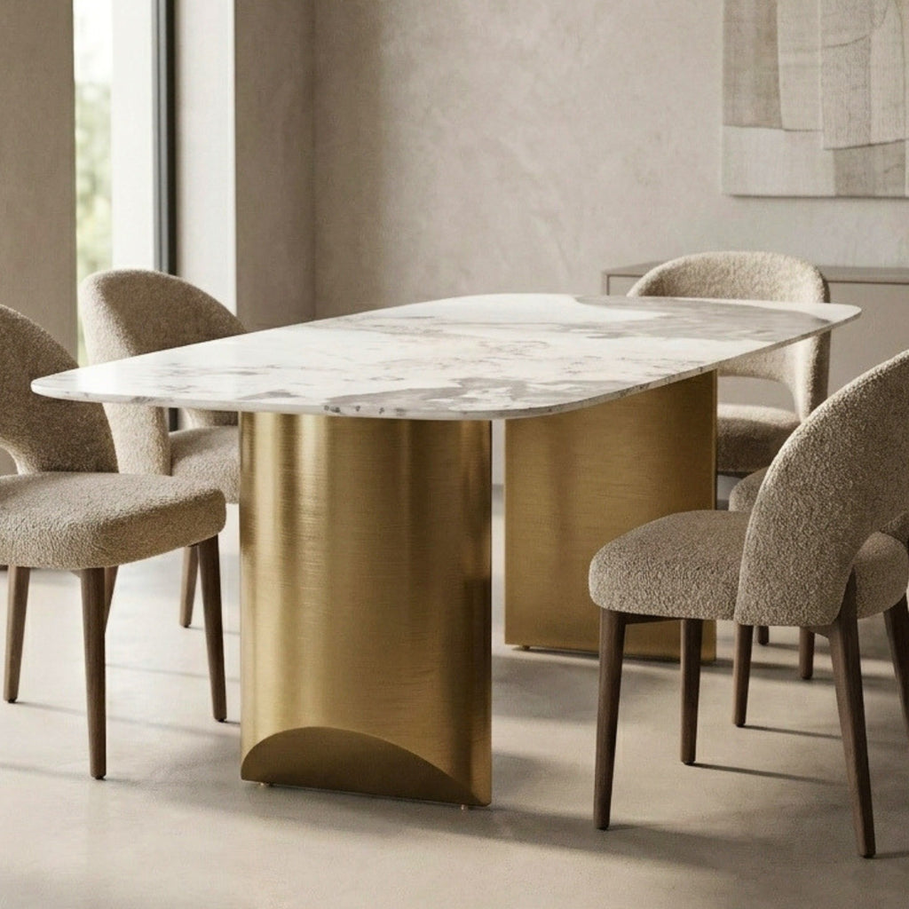 C00932 - Sintered Stone Dining Table with Double Pedestals