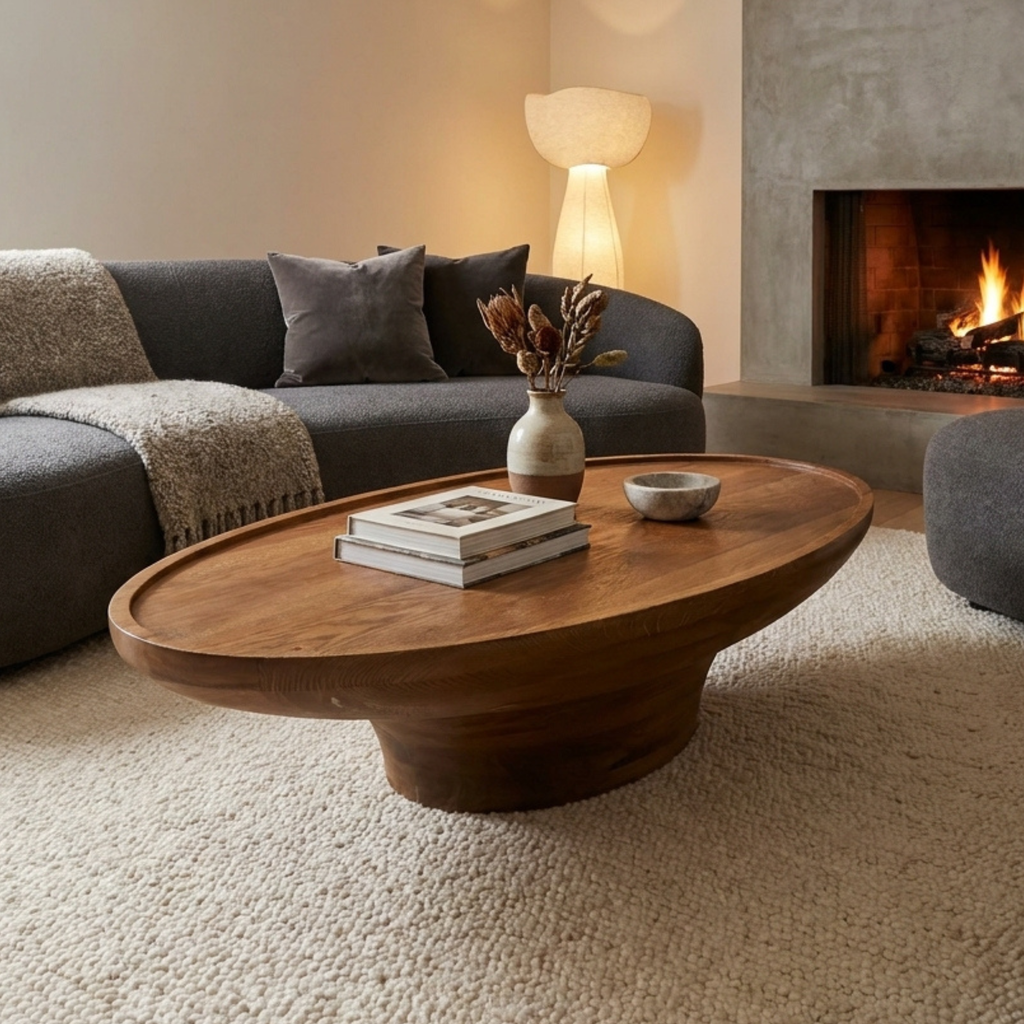 LH53 - Solid Acacia Boat Style Coffee Table