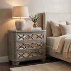 LH26061 - Solid Wood White Wash 3 Mirror Fitted Drawer Dresser