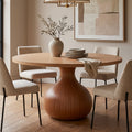 DT09 - Round Wood Dining Table with Sculptural Pedestal Base