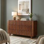 LH112 - Solid Acacia 6 Fluted Drawer Dresser
