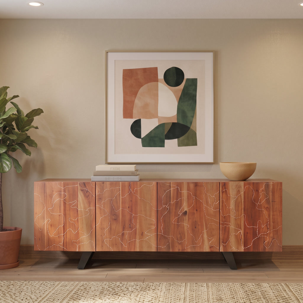 BS24 - Solid Acacia Engraved Buffet