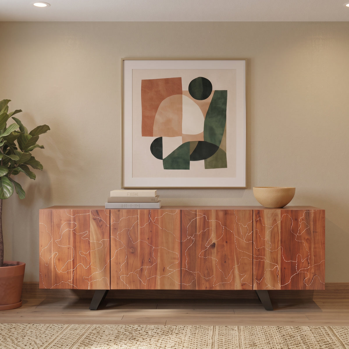 BS24 - Solid Acacia Engraved Buffet
