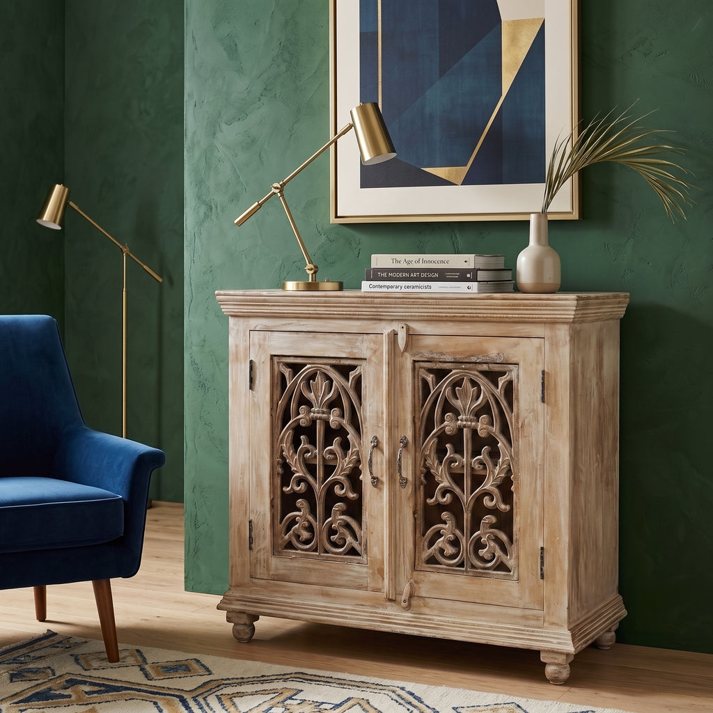 WS16 - Reclaimed Wood 2-Door Cast Iron Fitted Cabinet