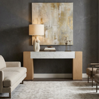 LH25 - Solid Wood Console Table with Marble Top