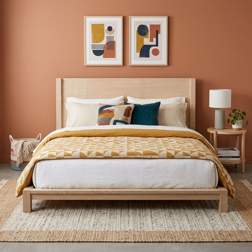 LH48 - Solid Wood Platform King Bed with Slats