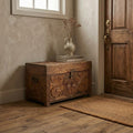WS123 - Reclaimed Wood Carved Antique Storage Chest/Bench