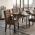 CH03 - Brown Linen Upholstered Tufted Dining Chair