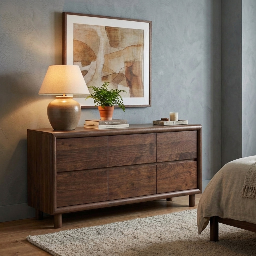 LH86 - Solid Acacia 6 Drawer Dresser