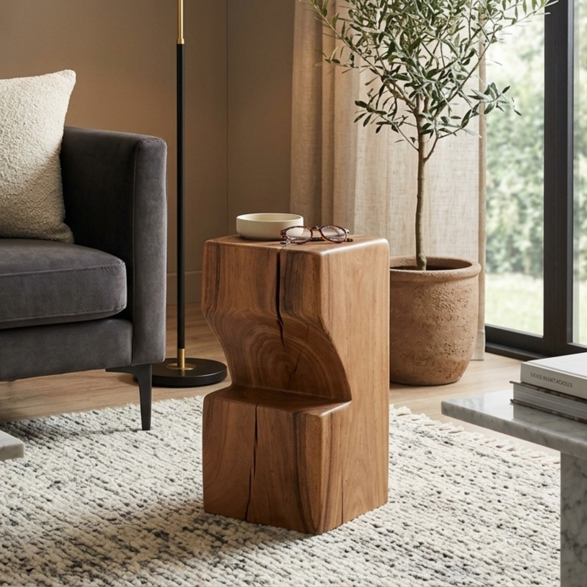 WS344 - Solid Acacia Block Stool
