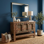 WS184 - Reclaimed Wood Antique Panel Front Bottom Shelf Console