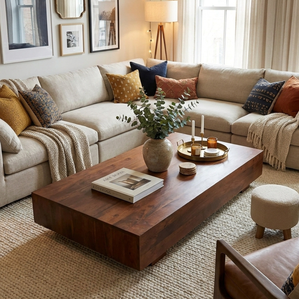 LH19 - Solid Acacia Block Style Coffee Table