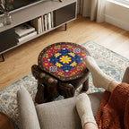 WS153 - Solid Wood Fitted Hand Painted Tile Stool