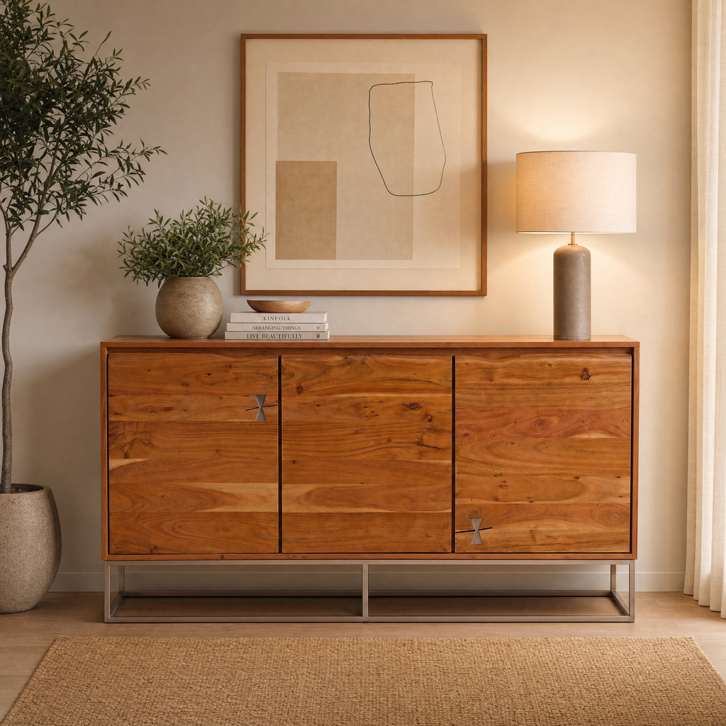 BS19 - Solid Acacia with Metal Base Buffet