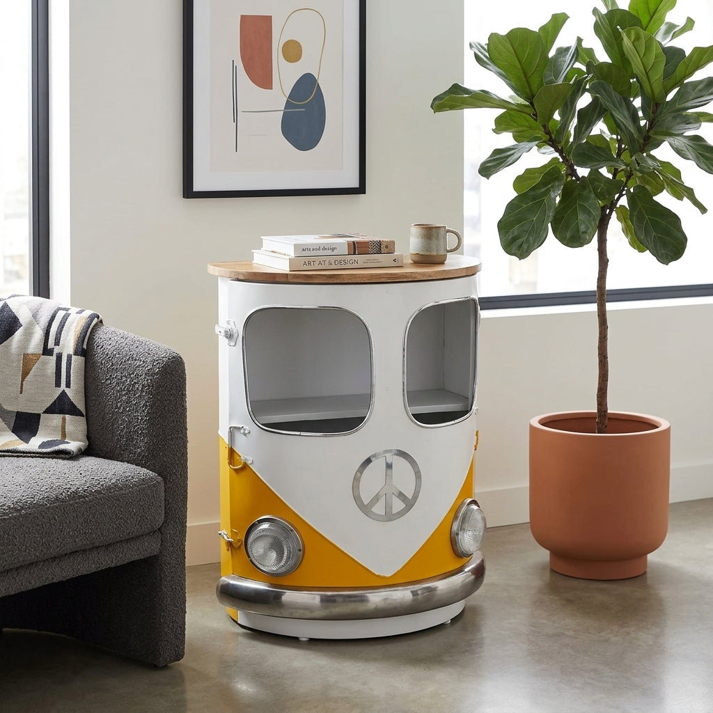 LCV 111 - Retro Volkswagen Front 1-Door Cabinet with Solid Wood Top