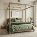 LH58 - Solid Wood Canopy Platform King Bed Grey Finish