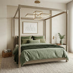 LH58 - Solid Wood Canopy Platform King Bed Grey Finish
