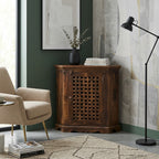 WS122 - Reclaimed Wood Cutwork 1-Door Corner Cabinet