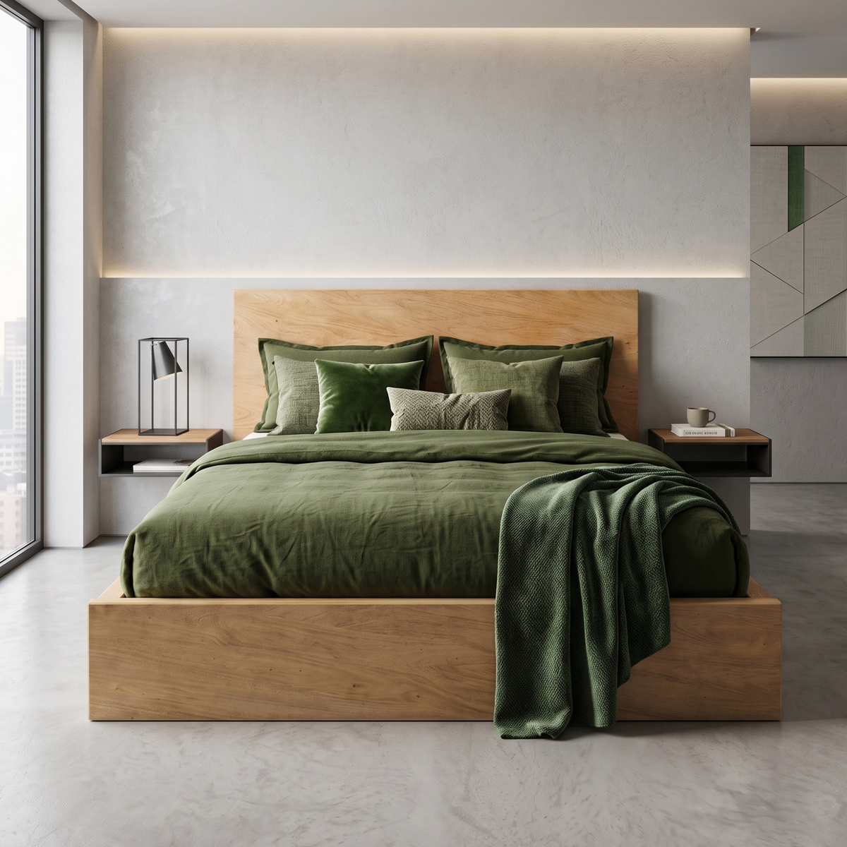 LH40 - Solid Acacia Platform King Bed with Slats
