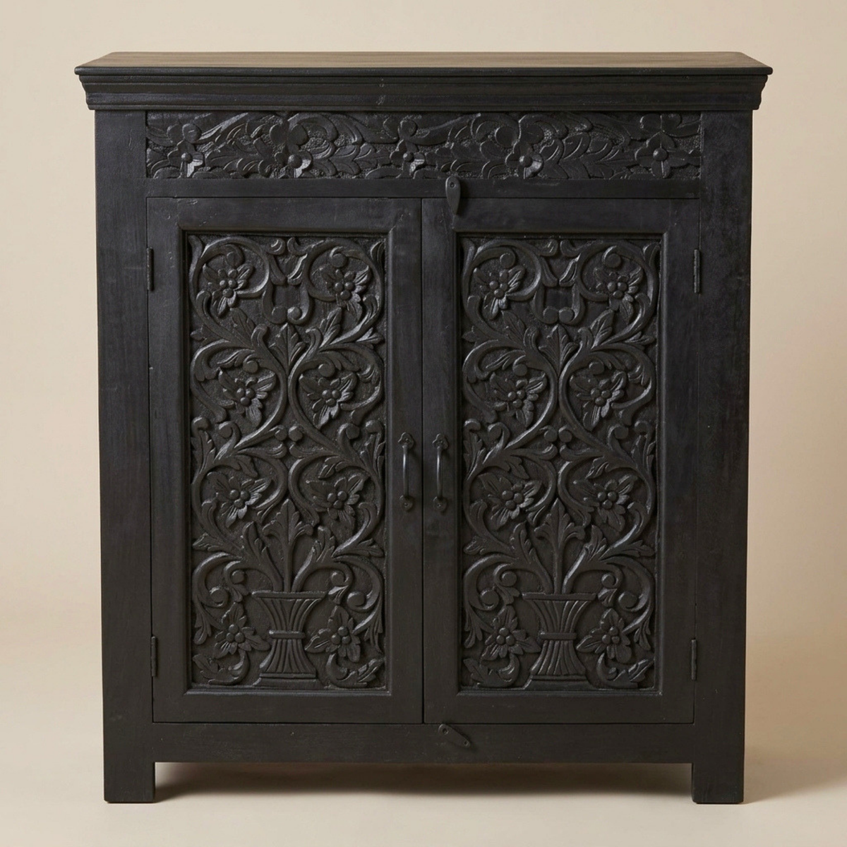 WS41 - Reclaimed Wood Hand-Carved 2-Door Cabinet