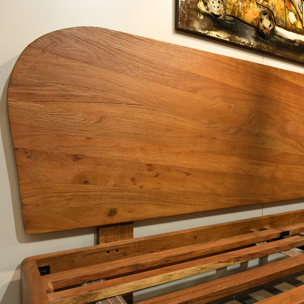 LH54 - Solid Acacia Platform King Bed with Slats