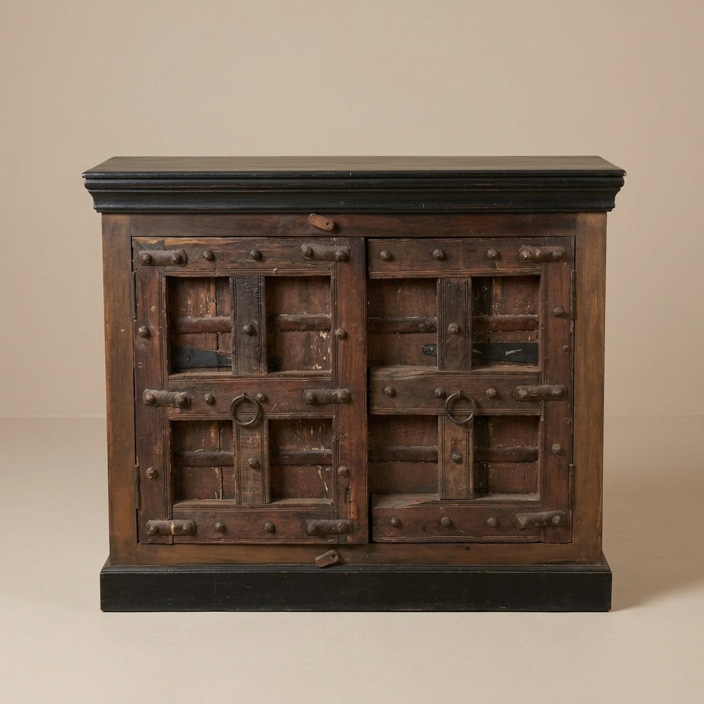 WS75 - Reclaimed Wood Metal-Fitted Antique 2-Door Buffet