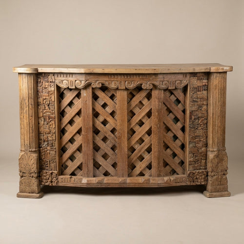 BC04 - Reclaimed Wood Carved Column Bar