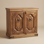 WS115 - Solid Wood Carved & Metal-Fitted 2-Door Cabinet