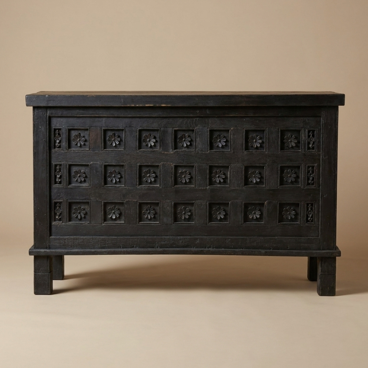 WS40 - Reclaimed Wood Carved Panel Storage Chest