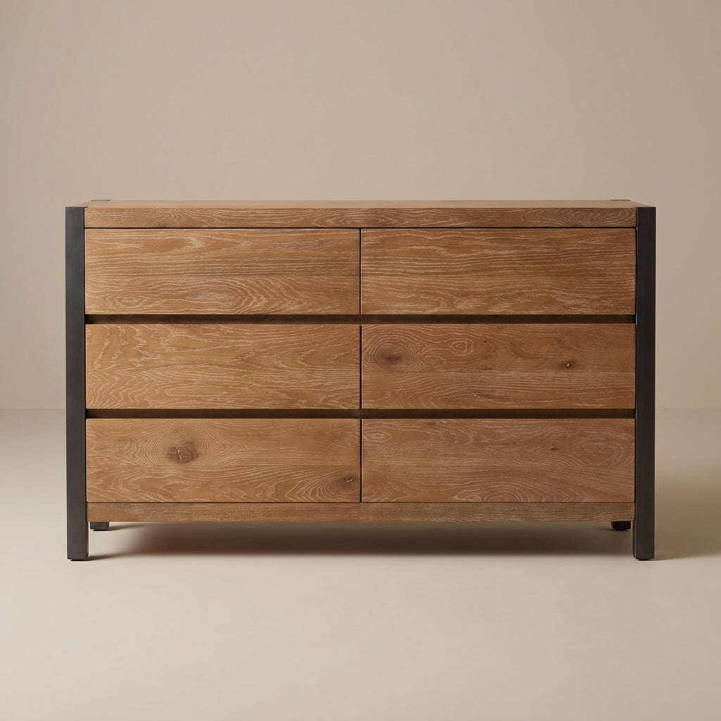 LH74 - Solid Wood 6 Drawer Dresser
