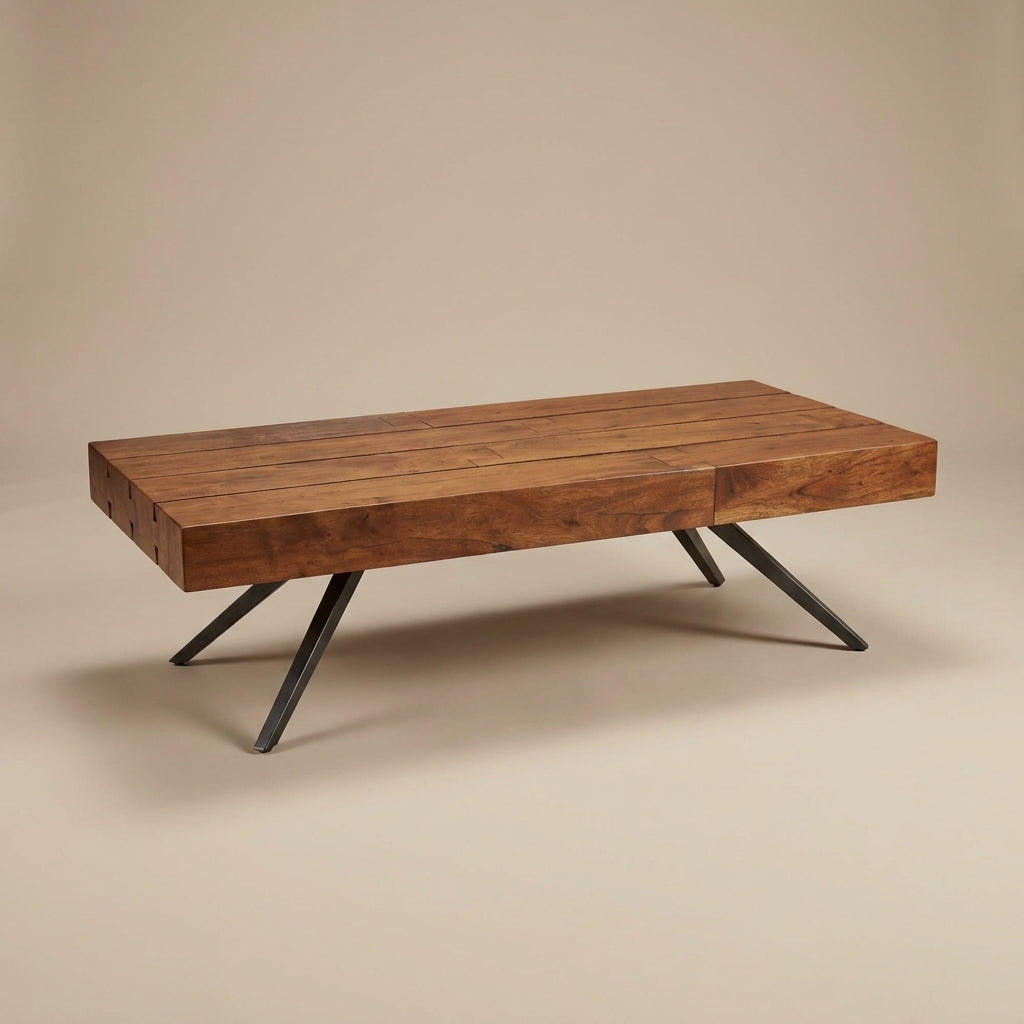 W015 - Solid Acacia Beam Style Coffee Table
