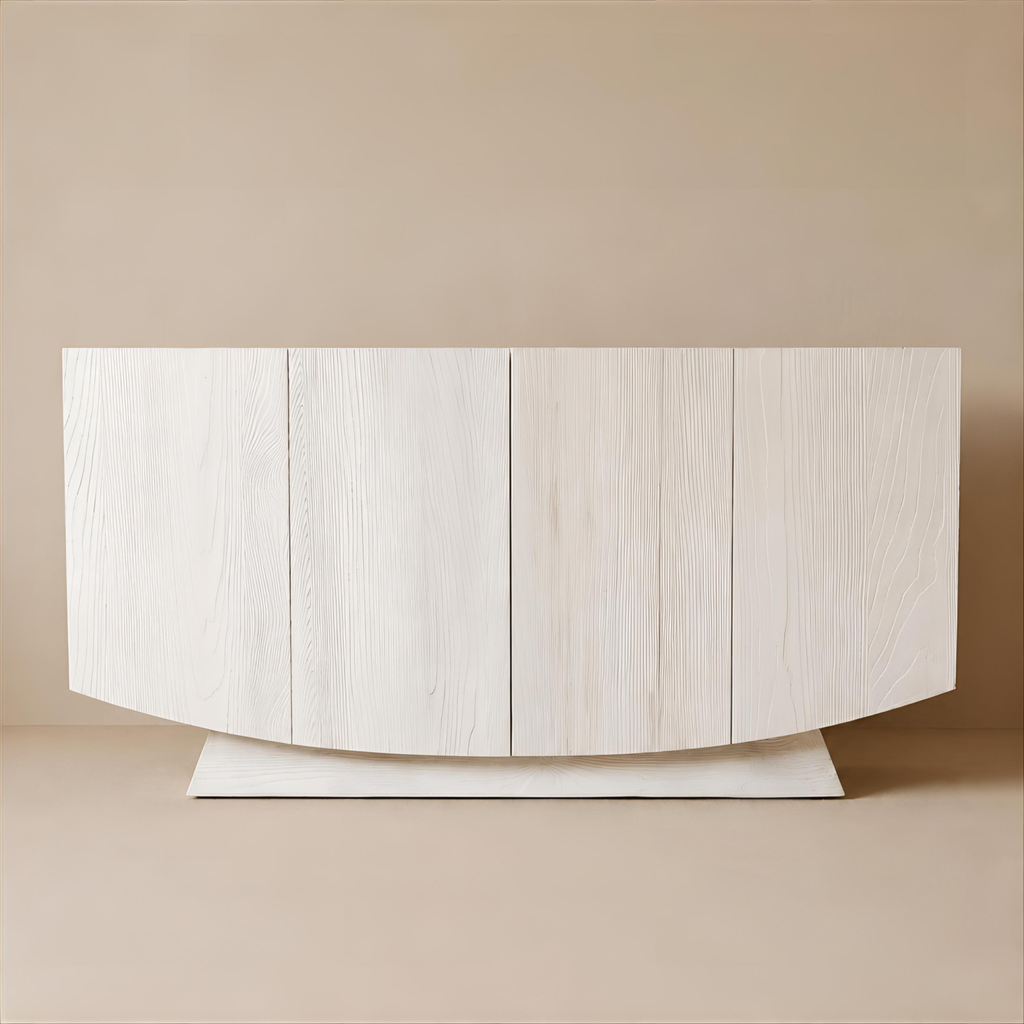 BS06 - Solid Wood Curve White Finish Buffet