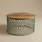 WS2873 - Reclaimed Wood Iron Jali Base Coffee Table