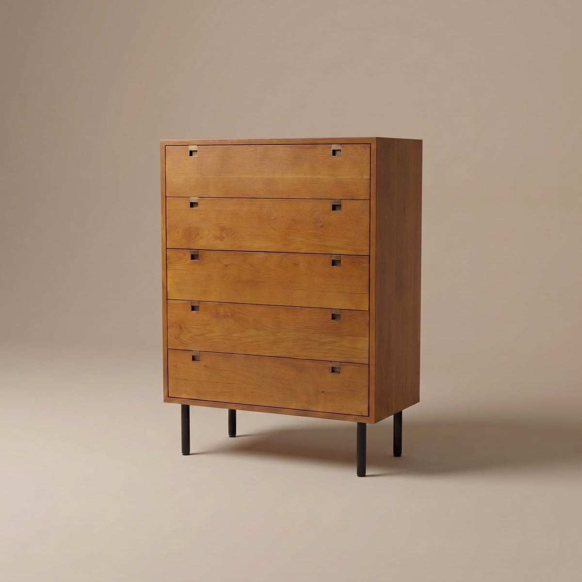 LH116 - Solid Wood 5 Drawer Tallboy Dresser