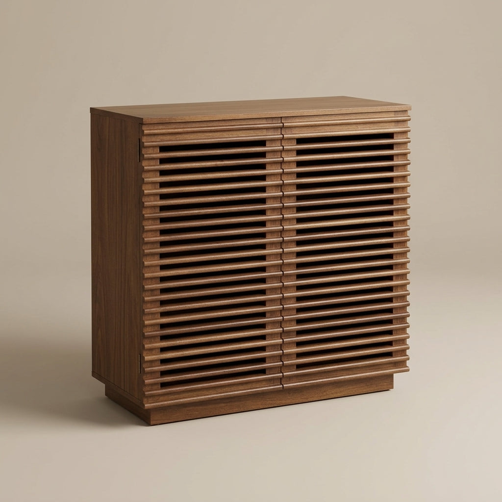 WS126 - Solid Wood Fluted 2-Door Cabinet
