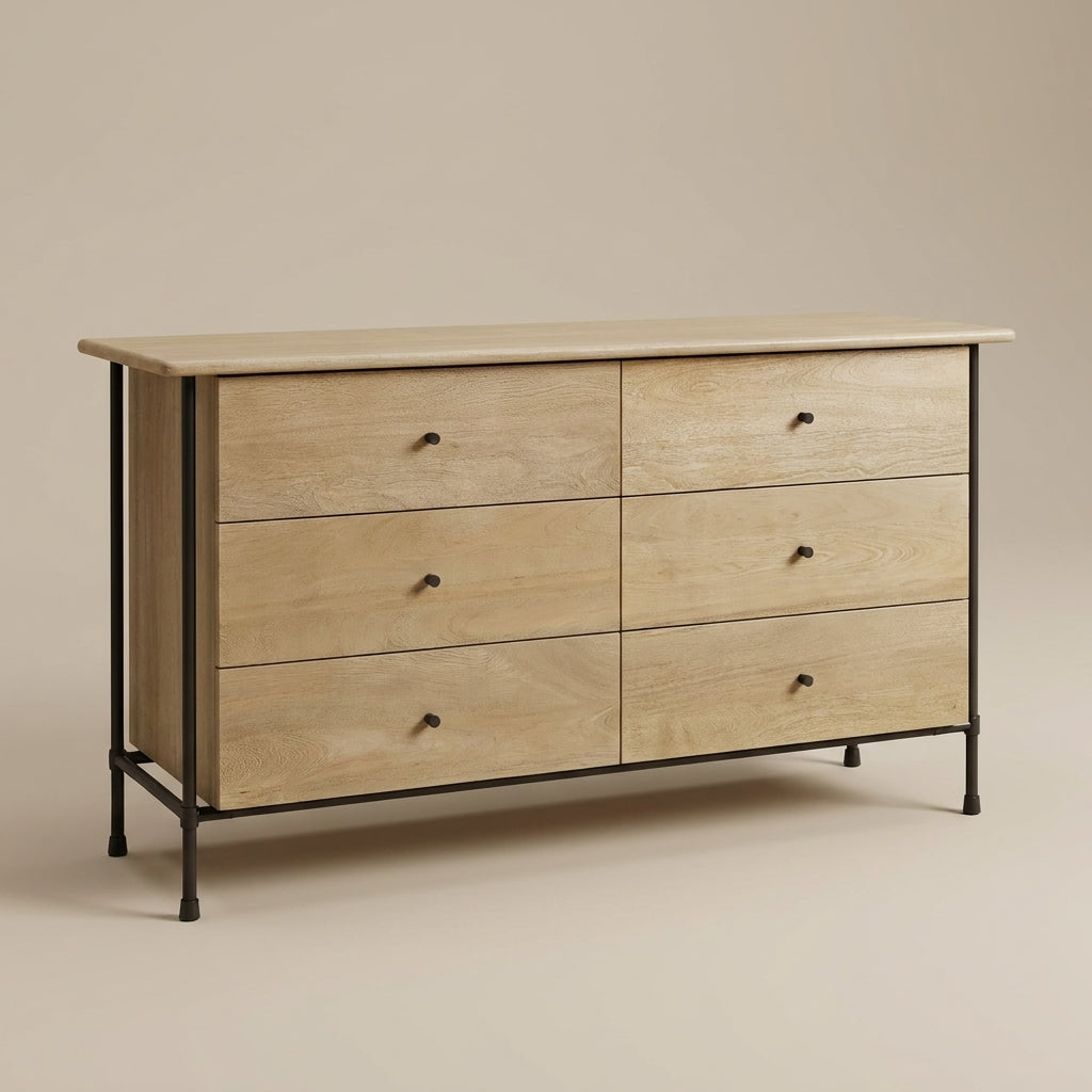 LH81 - Solid Acacia 6 Drawer Dresser