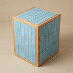 LH63 - Blue Solid Wood Tile Fitted Side Table