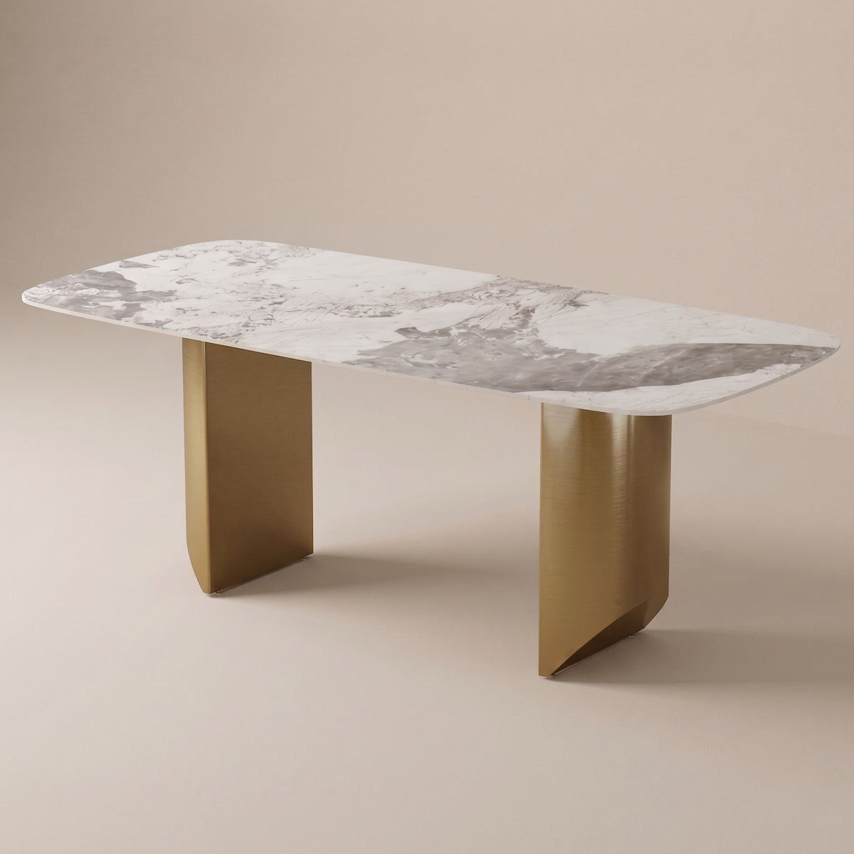 C00932 - Sintered Stone Dining Table with Double Pedestals